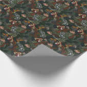 手描きの花、熱帯のヤシの森。 ラッピングペーパー (角)