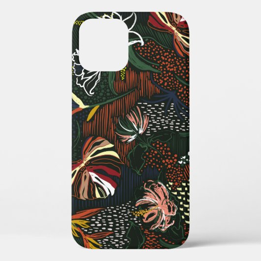手描きの花、熱帯のヤシの森。 Case-Mate iPhoneケース (裏面)