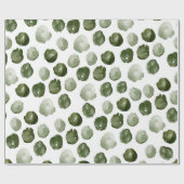 手描きの苔グリーン水彩ドット ラッピングペーパー (フラット)