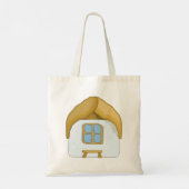 手描きの茅葺き小屋の小さな家 トートバッグ (裏面)