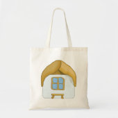 手描きの茅葺き小屋の小さな家 トートバッグ (正面)