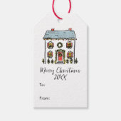 手描きの落書きが楽しいお祭り的な家 メリークリスマス ギフトタグ (正面)