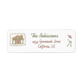 手描きの落書きグリーンピーチクリスマス ラベル (正面)