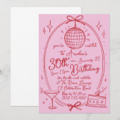 手描きの落書きコックテール 30歳 誕生日どんな年齢でも 招待状 (正面/裏面)