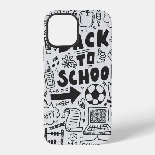 手描きの落書きスクール要素 iPhoneケース (裏面)