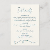 手描きの落書きライン カラフル ブルー ウェディング エンクロージャーカード (正面)