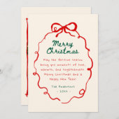 手描きの落書きリボンフレーム クリスマス写真 シーズンカード (正面/裏面)