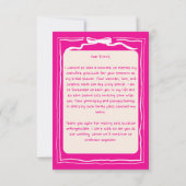 手描きの落書きレトロピンクリボン ウェディングシャワー サンキューカード (裏面)