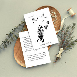 手描きの落書き風ミニマルデザインのサンキューカード サンキューカード