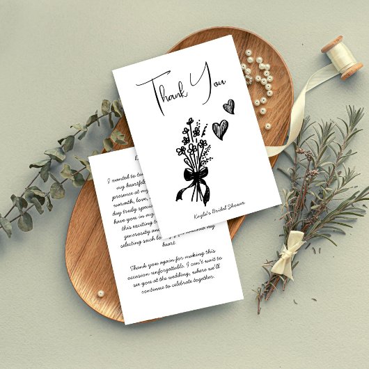 手描きの落書き風ミニマルデザインのサンキューカード サンキューカード