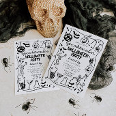 手描きの落書き かわいいハロウィン招待状 招待状