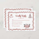 手描きの落書き イタリアンウェディング RSVP (正面/裏面)