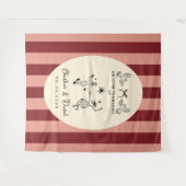 手描きの落書き ウェディング ウェルカム サイン タペストリー (正面(横))