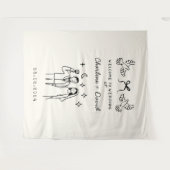 手描きの落書き ウェディング ウェルカム タペストリー (正面(横))