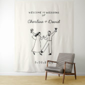 手描きの落書き ウェディング ウェルカム タペストリー (インサイチュ)