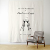 手描きの落書き ウェディング ウェルカム タペストリー (インサイチュ)