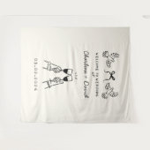 手描きの落書き ウェディング ウェルカム タペストリー (正面(横))