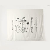 手描きの落書き ウェディング ウェルカム タペストリー (正面(横))