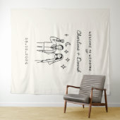 手描きの落書き ウェルカムウェディング タペストリー (インサイチュ(横))