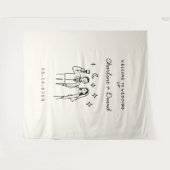 手描きの落書き ウェルカムウェディング タペストリー (正面(横))