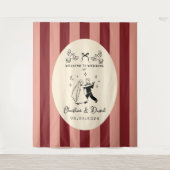 手描きの落書き ウェルカムサイン 結婚式 タペストリー (正面)