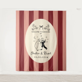 手描きの落書き ウェルカムサイン 結婚式 タペストリー