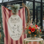 手描きの落書き ウェルカムサイン 結婚式 タペストリー