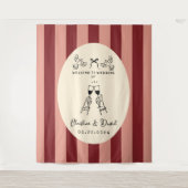 手描きの落書き ウェルカムサイン 結婚式 タペストリー (正面)