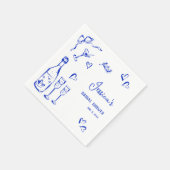 手描きの落書き ブライダルシャワー フレンチ リボン スタンダードカクテルナプキン (角)