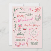 手描きの落書き メリーな独身最後の週末 招待状 (正面)
