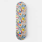 手描きの落書き モダンで遊び心のあるパターン スケートボード (正面)