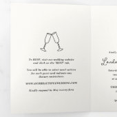 手描きの落書き モダンな結婚式 三つ折り招待状 (内部最初)