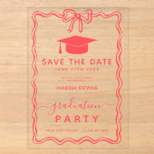 手描きの落書き 卒業式のSave the Date  アクリル招待状 (正面)