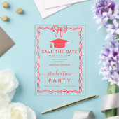 手描きの落書き 卒業式のSave the Date  アクリル招待状 (インサイチュ (ウェディング))