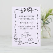 手描きの落書き 花嫁の介添え人への提案 紫 招待状 (スタンド正面)