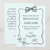 手描きの落書き 花嫁の介添え人への提案 緑 招待状 (正面/裏面)