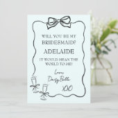 手描きの落書き 花嫁の伴娘への提案 緑 招待状 (スタンド正面)