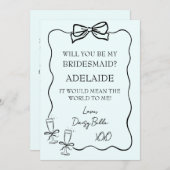 手描きの落書き 花嫁の伴娘への提案 緑 招待状 (正面/裏面)