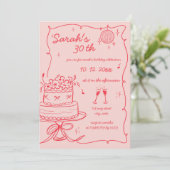 手描きの落書き 誕生日 招待状 (スタンド正面)