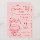 手描きの落書き 誕生日 招待状 (正面/裏面)