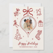 手描きの落書き 象牙色 赤 フォト クリスマス 幸せ (正面)