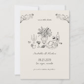 手描きの落書き　遊び心のある手書きの結婚式 セーブザデート (正面)