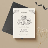 手描きの落書き 遊び心のある手書きウェディング セーブザデート