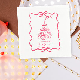 手描きの落書き Champagne Tower バースデーパーティー スタンダードカクテルナプキン