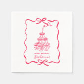 手描きの落書き Champagne Tower バースデーパーティー スタンダードカクテルナプキン (正面)