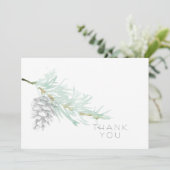手描きの葉と松ぼっくり シンプルなお葬式 サンキューカード (スタンド正面)
