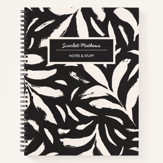 手描きの葉のシームレスなシンプルパターン ノートブック (正面)