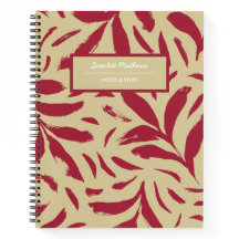 手描きの葉のバーガンディ＆ベージュ シームレスパターン