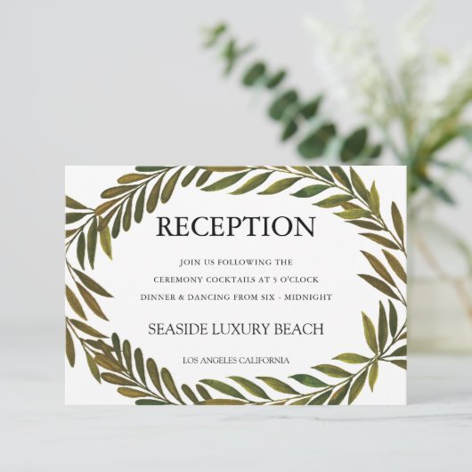 手描きの葉の受付カード 招待状 (スタンド正面)