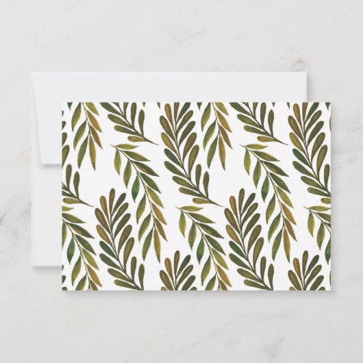 手描きの葉の受付カード 招待状 (裏面)